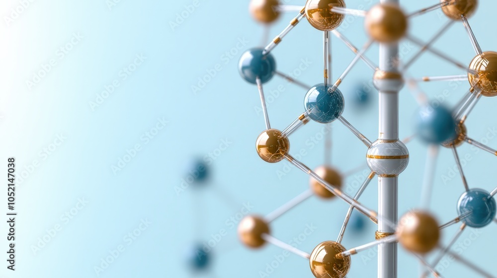 Poster abstract metallic sphere network on blue background science technology connectivity c