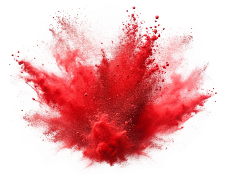 red paint powder splash transparent background