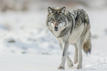 Naklejka premium Lone wolf in winter snow Canada.