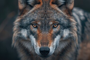 Fototapeta premium Young European wolf with menacing expression beautiful and dangerous.