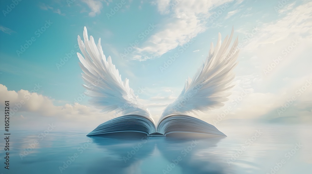 Aufkleber an open book takes flight symbolizing the liberating power of reading and learning