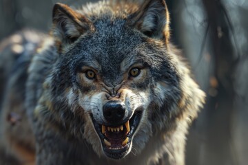 Fototapeta premium Aggressive wolf stuffed wolf wolf