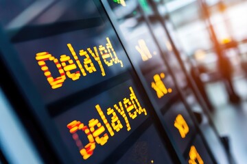 An Airport Departure Board Displaying Multiple Flights Marked as Delayed, Indicating Disruptions and Frustration for Travelers