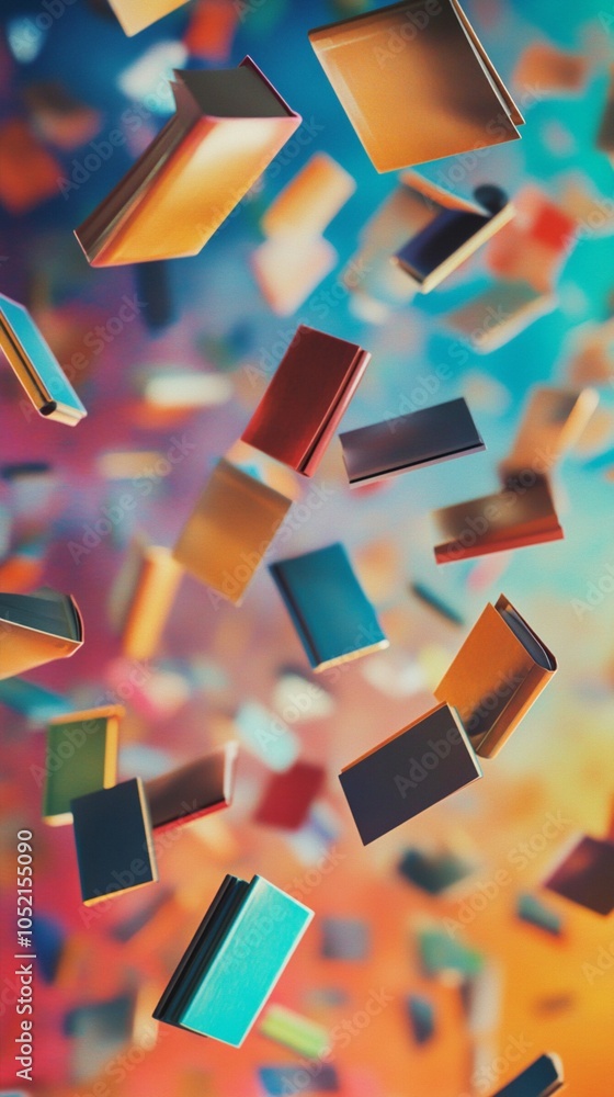 Aufkleber vibrant abstract composition featuring floating rectangular shapes in various colors against a blurr