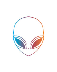 Classic alien with big eyes. Original vector illustration in vintage style. T-shirt design.