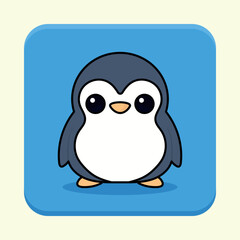 Penguin blue app icon. Cute penguin icon