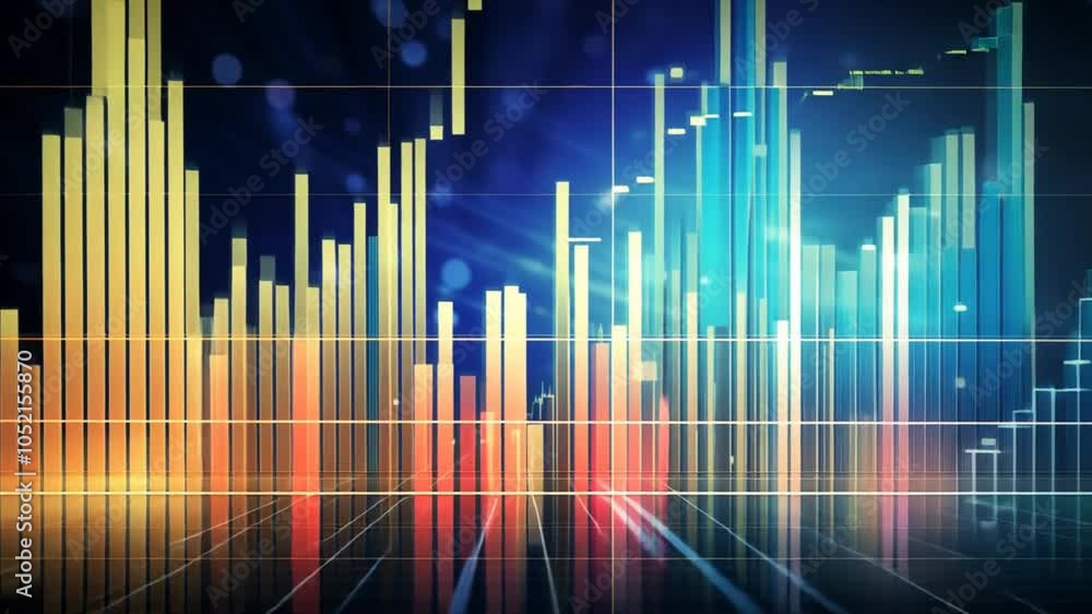 Poster Abstract Data Visualization: A vibrant and dynamic abstract visualization of financial data, showcasing the complex interplay of markets and trends.