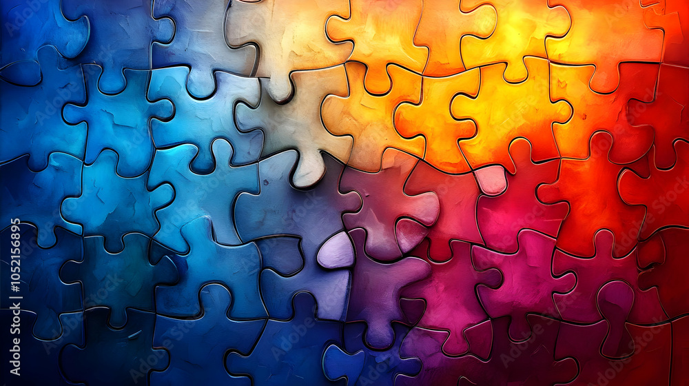 Canvas Prints Abstract Background with Colorful Puzzle Pieces