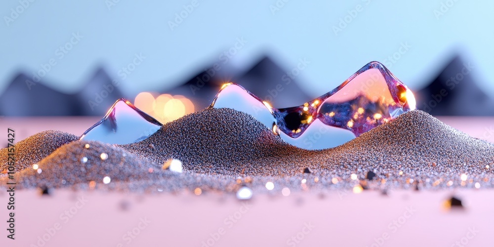 Poster abstract blue digital particles wave with bokeh and light background
