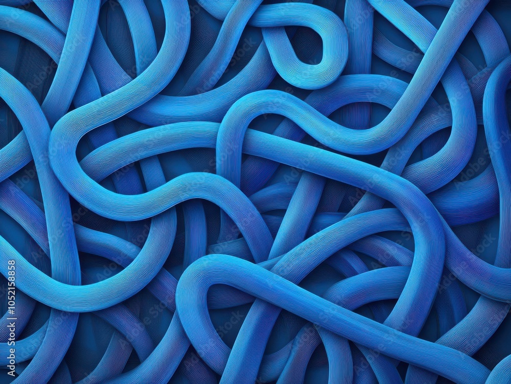 Poster an abstract blue background featuring winding and twisting lines, creating a visually captivating an