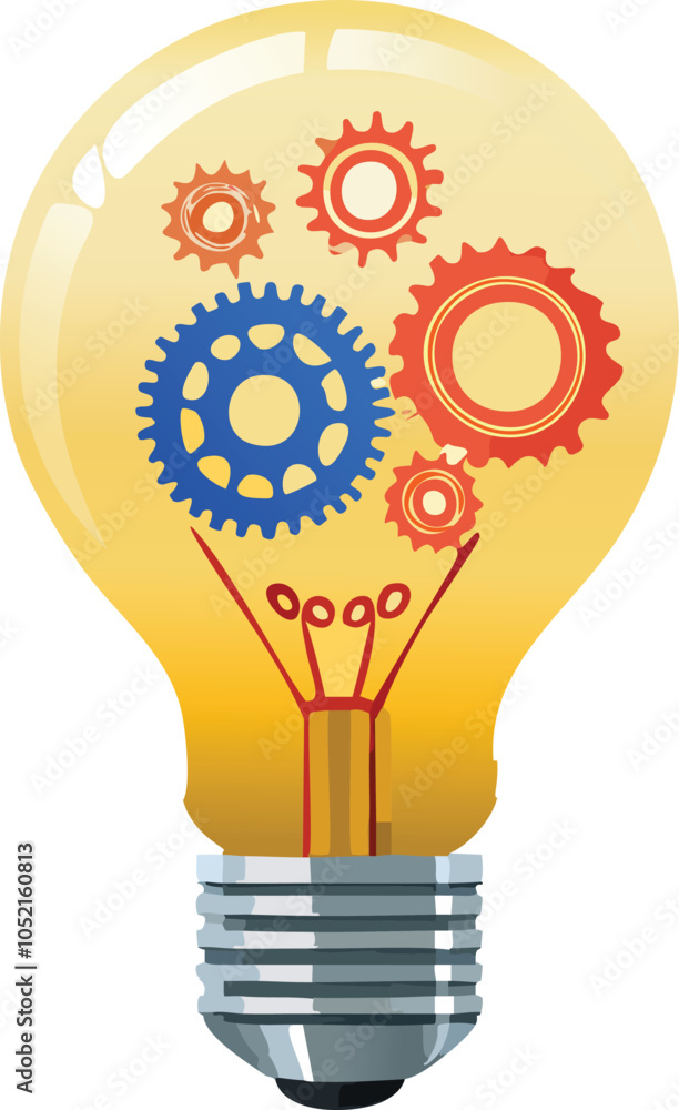 Poster light bulb with gears vector isolated