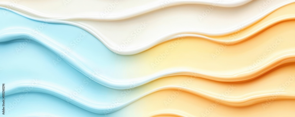Poster abstract waves in soft hues of blue, white, and orange create a smooth, flowing pattern, evoking cal
