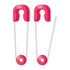 Spring and clasp Pin vector flat icon design, Handcrafted symbol, Perfect fit clothing sign,Sew and Tailor materials stock illustration, set of locking safety pins concept