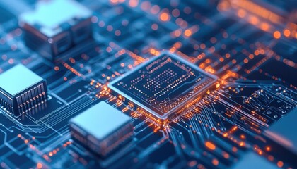 Obraz premium Aerial view of a smart factory with interconnected automated machines, smart factory automation, industry 40