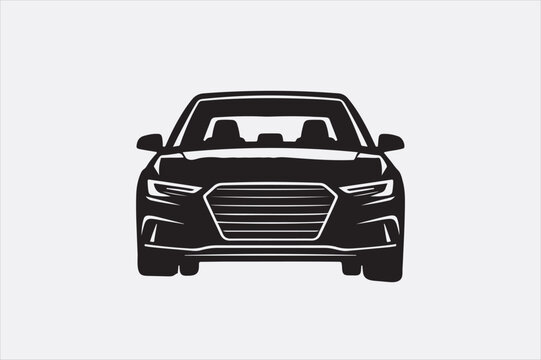 recommend clip art: Silhouette of a car viewed from the front