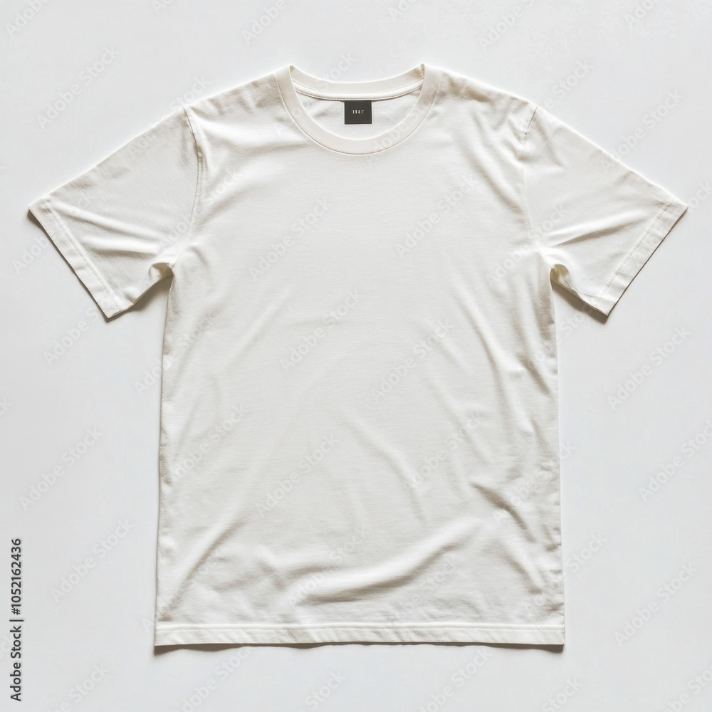 Wall mural a plain white t-shirt laid flat against a neutral background, showcasing its simple design and relax