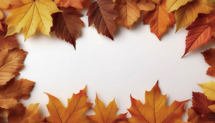 Fototapeta premium frame of autumn leaves isolated on white background