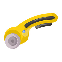 Fototapeta premium Leather Cutting Tool vector flat icon design, Handcrafted symbol, Perfect fit clothing sign,Sew and Tailor materials stock illustration, Rotary Cutter concept