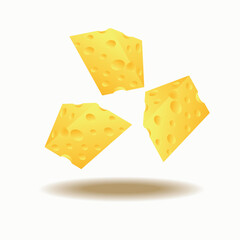 image of three pieces of floating cheese