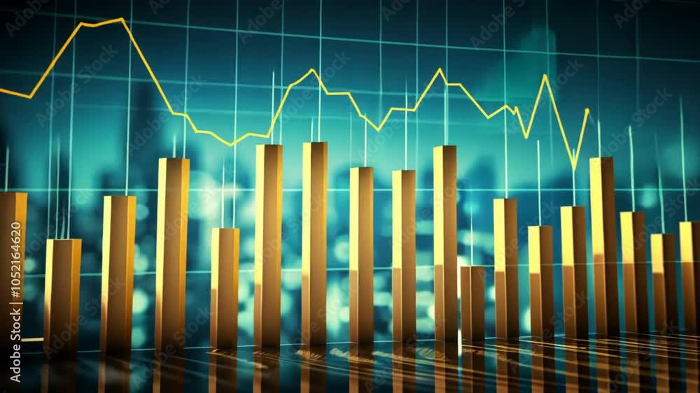 Poster financial growth: a dynamic visualization of economic progress. the image features a rising line cha