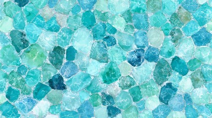 Abstract seamless pattern of turquoise blue and green pebble stones background.