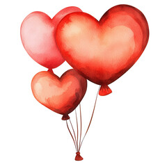 Colorful heart-shaped balloons floating against a transparent background, symbolizing love and celebration.