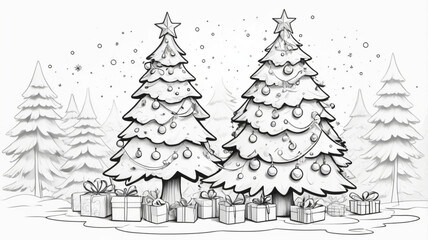 Obraz premium A whimsical Christmas tree in Santa's workshop, surrounded by elves and toys, inspiring creativity with vibrant colors in a playful environment.