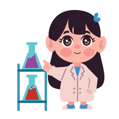 scientist girl with glassware laboratory