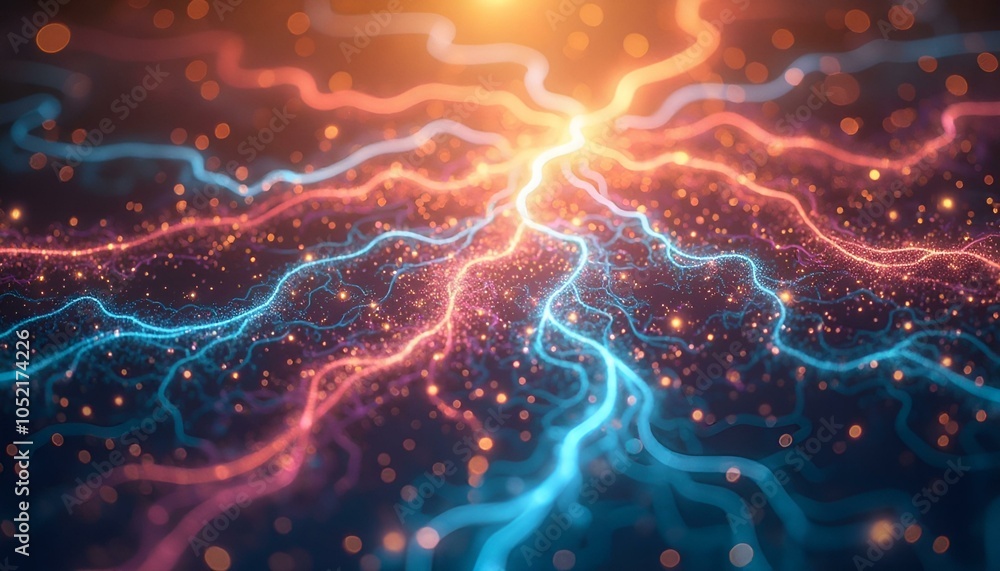 Aufkleber dynamic glowing energy paths with vibrant colors for abstract technology background and design