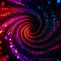 Obraz premium Colorful vortex swirl with bright dots on a dark background