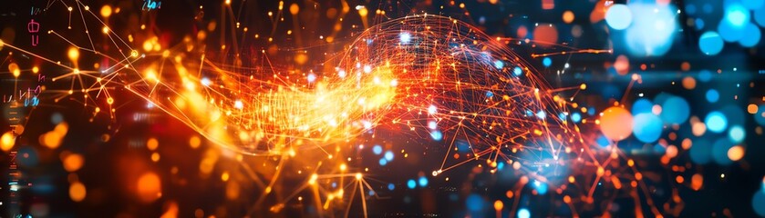 Obraz premium Abstract light trails with vibrant colors on a dark background