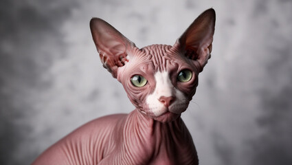 Canadian hairless sphynx cat portrait close-up,,,