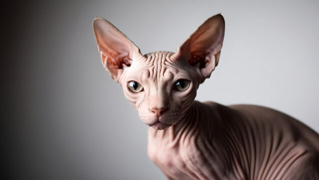 Canadian hairless sphynx cat portrait close-up,,,