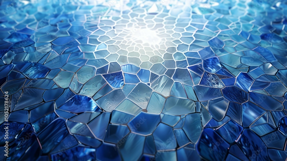 Aufkleber blue mosaic texture. abstract blue gemstone pattern; evokes depth, complexity, and unity. radiating 