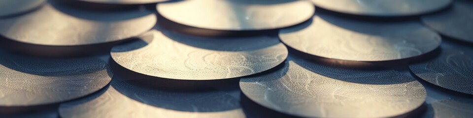 Obraz premium Abstract metallic circles pattern with overlapping textures for creative design