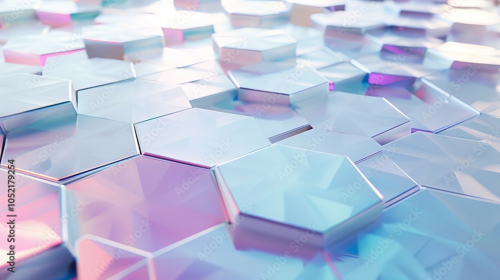 Aufkleber pastel hexagon pattern. iridescent geometric shapes create a calming, modern design. subtle color sh