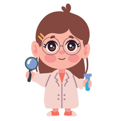 scientist girl with magnifier