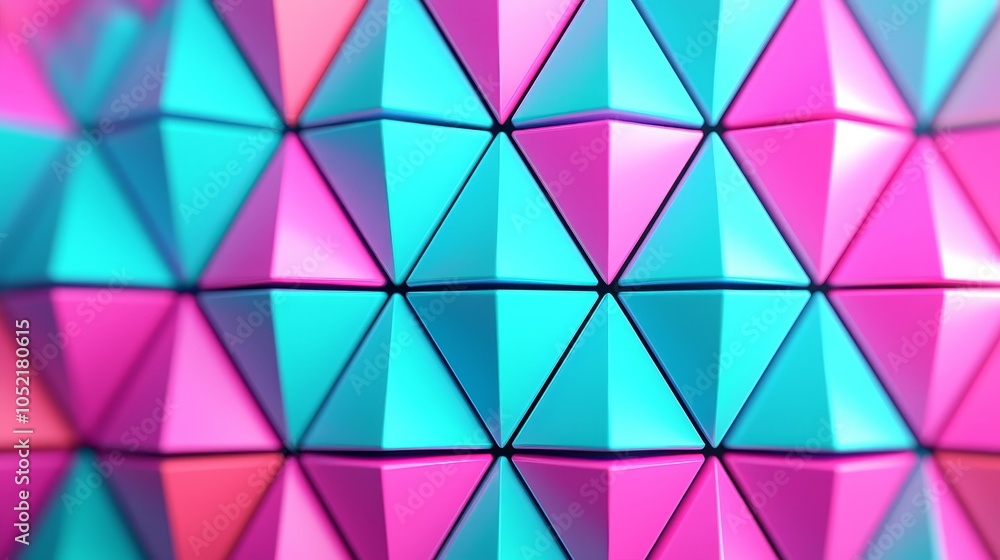Aufkleber vibrant geometric patterns exploring the dynamic interplay of triangular shapes in bold pink and aqu