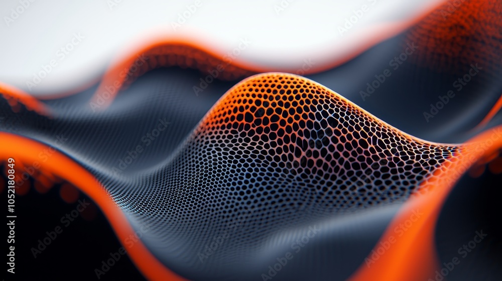 Poster dynamic waves of colorful mesh patterns exploring the intersection of design and technology in fluid