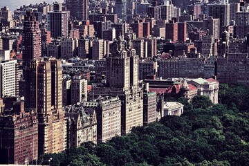 Upper West Side NY. Retro filtered color style.