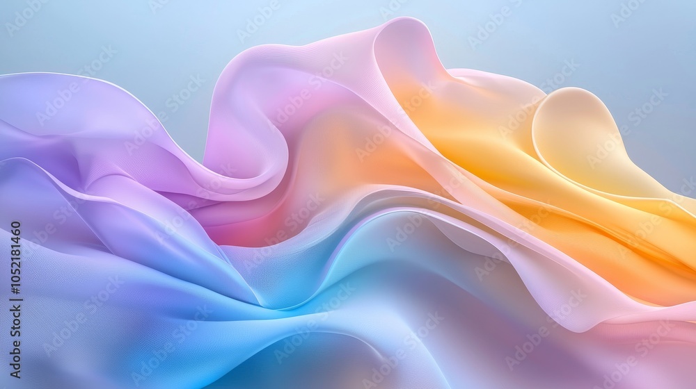 Poster ethereal waves of color a fluid dance of soft hues creating serenity and calmness in visual artistry