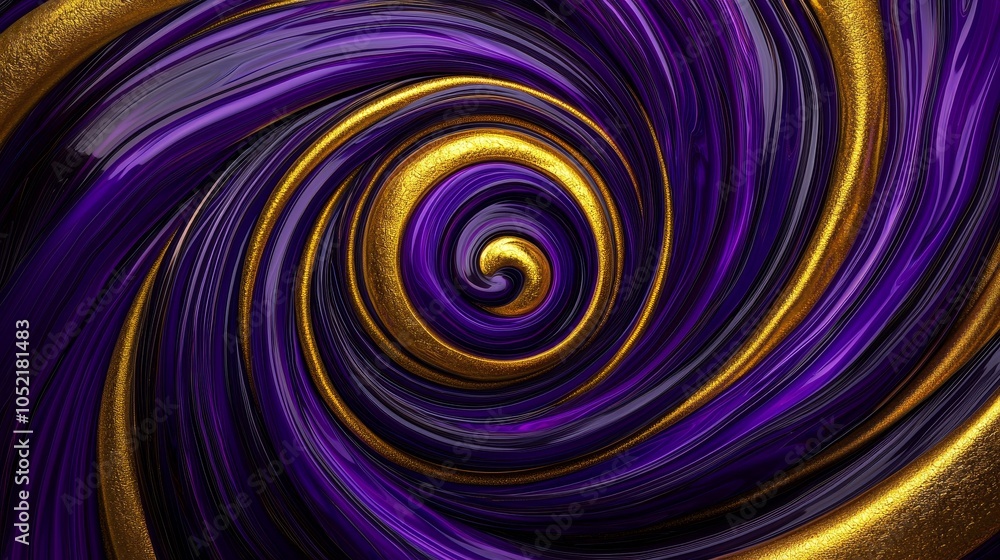 Poster swirling patterns of purple and gold a vivid exploration of fluid dynamics and artistic expression i