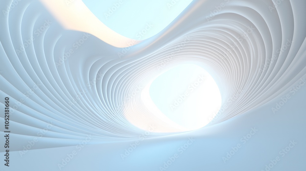 Poster exploring a dreamlike curved space an artistic interpretation of light and form in minimalist design
