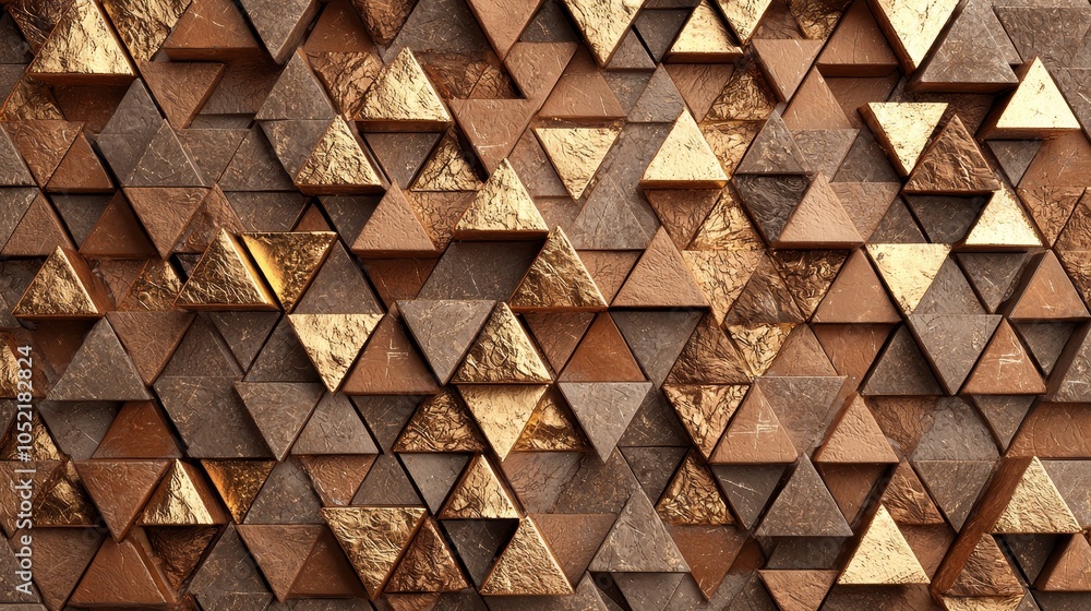 Aufkleber stunning geometric wall design featuring golden and brown triangular patterns for modern interiors a