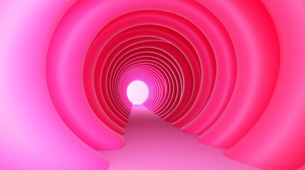 Fototapeta premium Exploring the depths of a vibrant pink tunnel a journey through color and form in abstract design