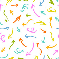 Grunge arrows in sketchy style seamless pattern