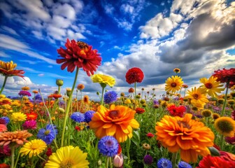 Obraz premium Vibrant Summer Flower Field in Impressionist Style - High Dynamic Range Photography