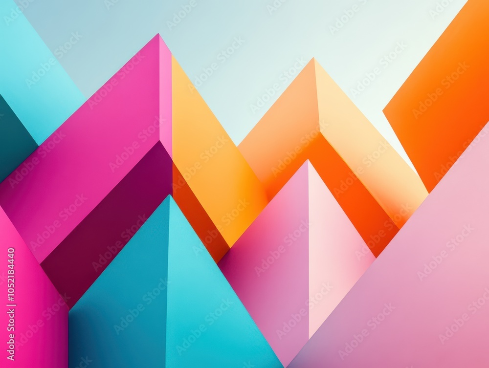 Poster vibrant geometric shapes in bright colors create a modern and dynamic abstract composition, perfect 