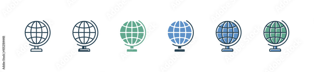 Poster simple school globe earth map icon set education learning planet earth geography study with spin glo