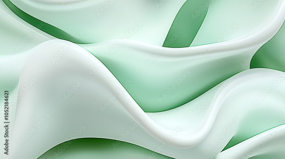 Aufkleber elegant flowing textures in soft green and white an abstract representation of fluidity and movement
